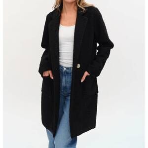 NEW SIX/FIFTY gia shearling long coat in black